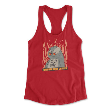 Natural Born Chiller Womens Racerback Tank in Red color